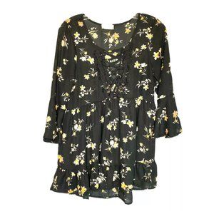 Altar'd State Black Floral Tunic S